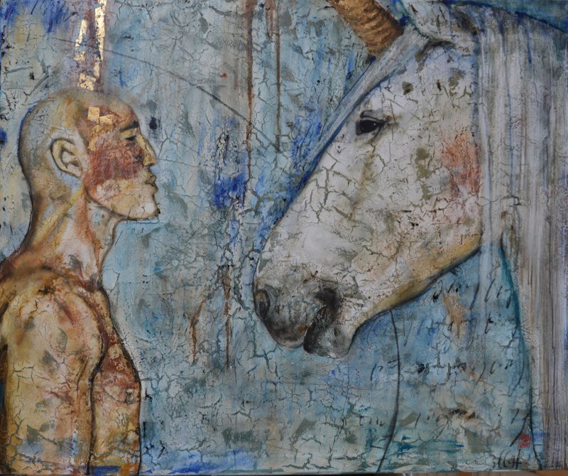 WITNESS, gesso, oil, charcoal, acrylic